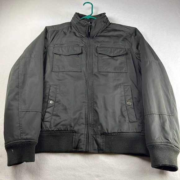 Vintage Tommy Hilfiger Zippered Utility Bomber Jacket Lined Gray Men's Size L - Picture 1 of 8